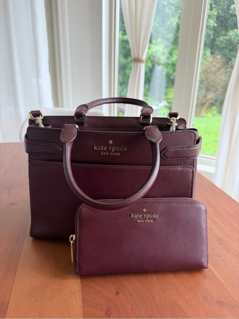 🍷✨ Kate Spade New York Burgundy Satchel + Matching Wallet Set 💕👜